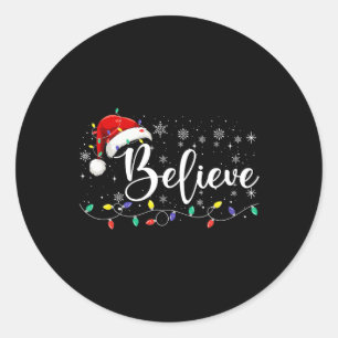 Glaube Weihnachtsbeleuchtung Red Weihnachtsmannmüt Runder Aufkleber