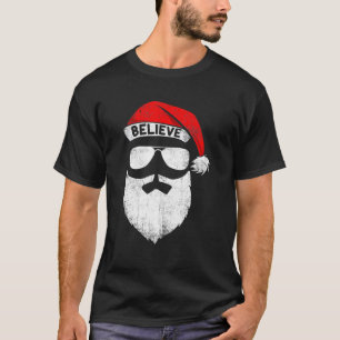 Glaube Zitat auf Santa Hut Schnurrbart Familientre T-Shirt