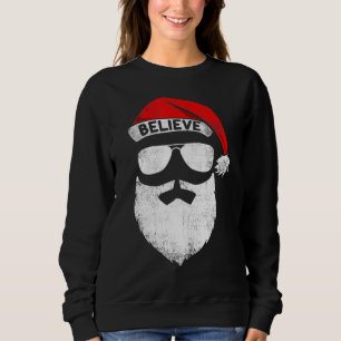 Glaube Zitat über Weihnachtsmannmütze Mustache Fam Sweatshirt