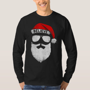 Glaube Zitat über Weihnachtsmannmütze Mustache Fam T-Shirt