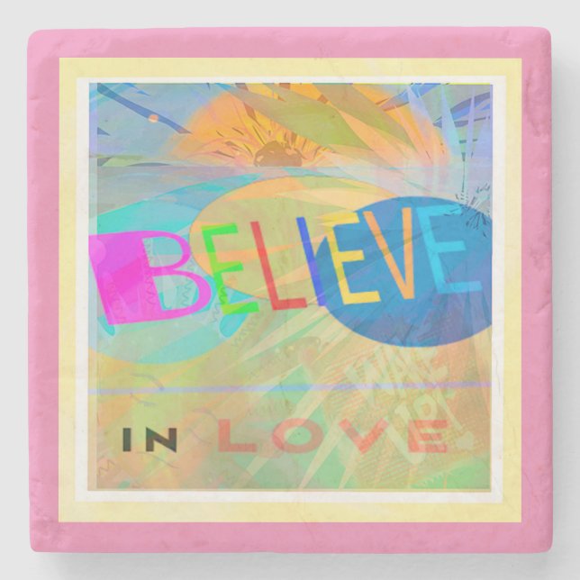 Glauben an Liebe Moderne Schichtkunststein Unterse Steinuntersetzer (Vorderseite)