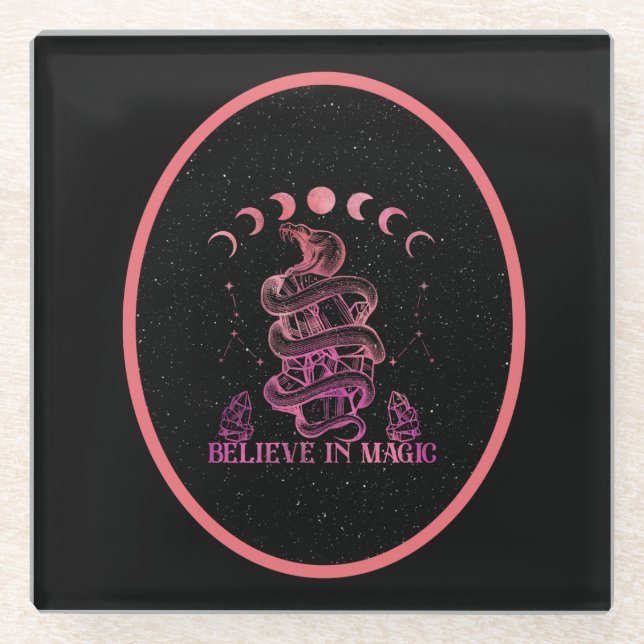 Glauben an magische Celestial Wiccan Art Glasuntersetzer (Vorderseite)