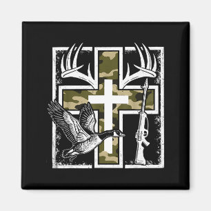 Glauben Angeln Jagd Tarndruck Kreuz Ente Hirsch Ch Magnet