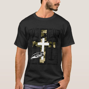 Glauben Angeln Jagd Tarnung Kreuz Mit Haken B Chri T-Shirt