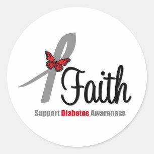 Glauben-Diabetes-Bewusstseins-Schmetterlings-Band Runder Aufkleber