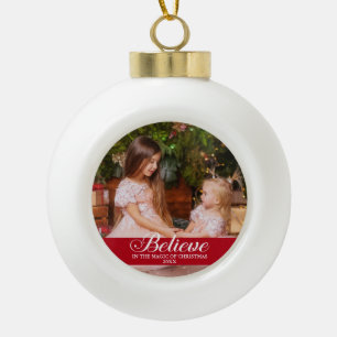 Glauben Elegante Calligrafy Familie Foto Red Keramik Kugel-Ornament