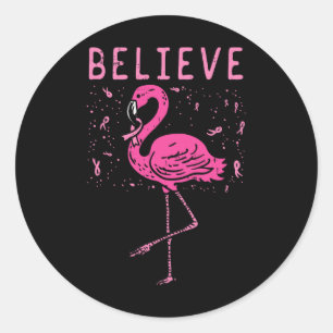 Glauben Flamingo Pink Ribbon Brustkrebs Awarene Runder Aufkleber