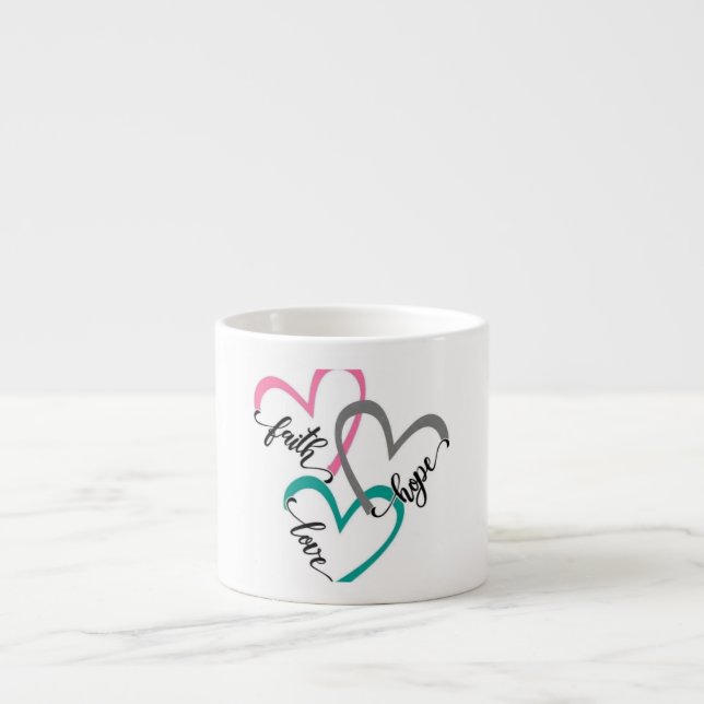 Glauben Hoffnung Liebe Herzen Tasse (Vorderseite)