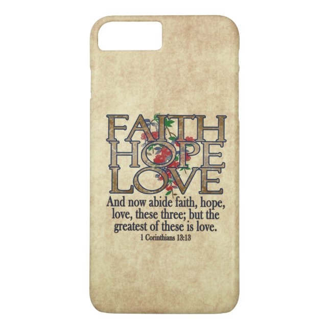 Glauben-Hoffnungs-Liebe-eleganter BibelScripture Case-Mate iPhone Hülle (Rückseite)