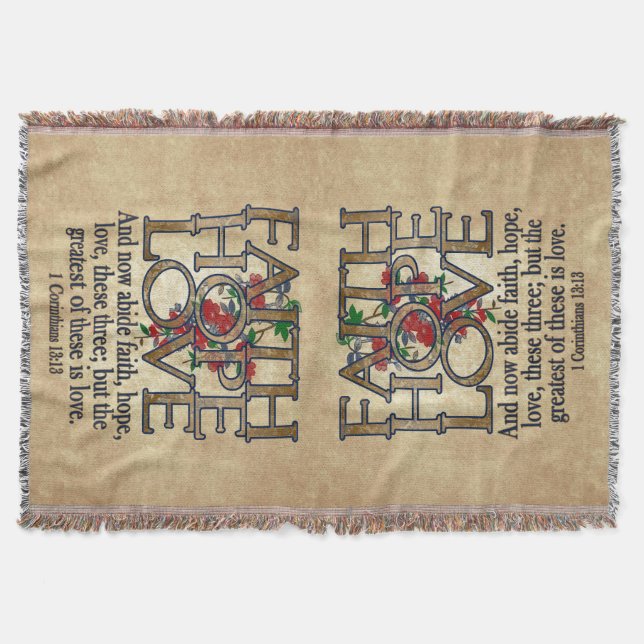 Glauben-Hoffnungs-Liebe-eleganter BibelScripture Decke (Vorderseite)