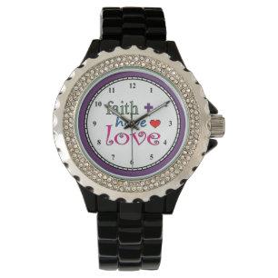 Glauben-Hoffnungs-Liebe-Kreuz-Herz Armbanduhr