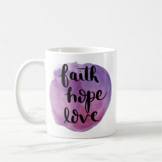 Glauben-Hoffnungs-Liebewatercolor-lila Tasse