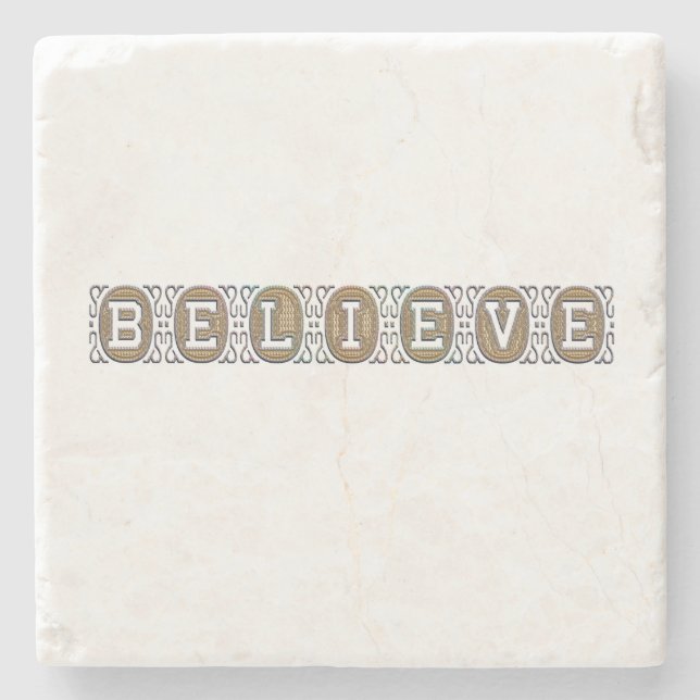 GLAUBEN inspirierende Motivation Gold Text Marmor Steinuntersetzer (Vorderseite)