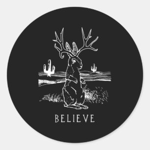 Glauben Jackalope Kryptid Rabbit Bunny Bekleidung Runder Aufkleber