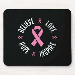 Glauben Liebe Hoffnung rosa Ribbon Brustkrebs Awar Mousepad
