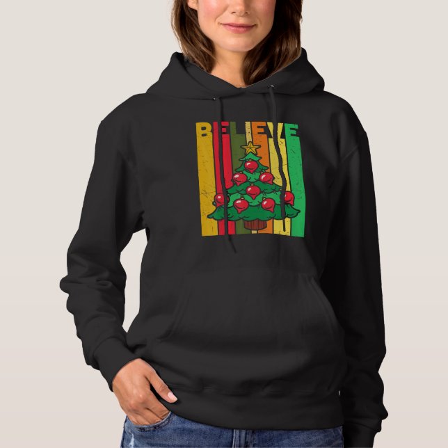 Glauben Retro Weihnachtsbaum Hoodie (Vorderseite)