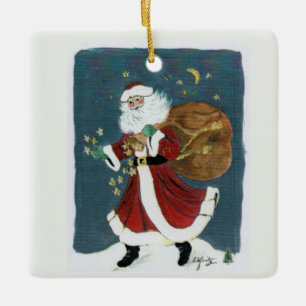 "Glauben" Santa Watercolor Maltext Keramikornament
