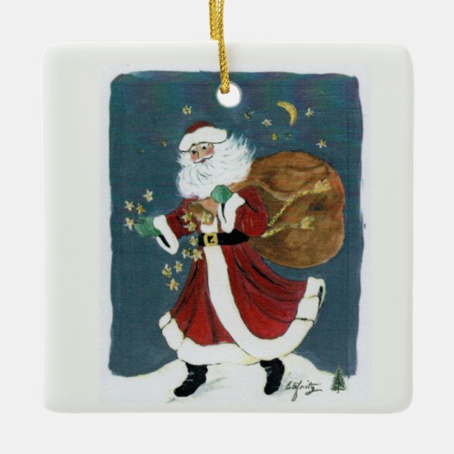 "Glauben" Santa Watercolor Maltext Keramikornament (Vorderseite)