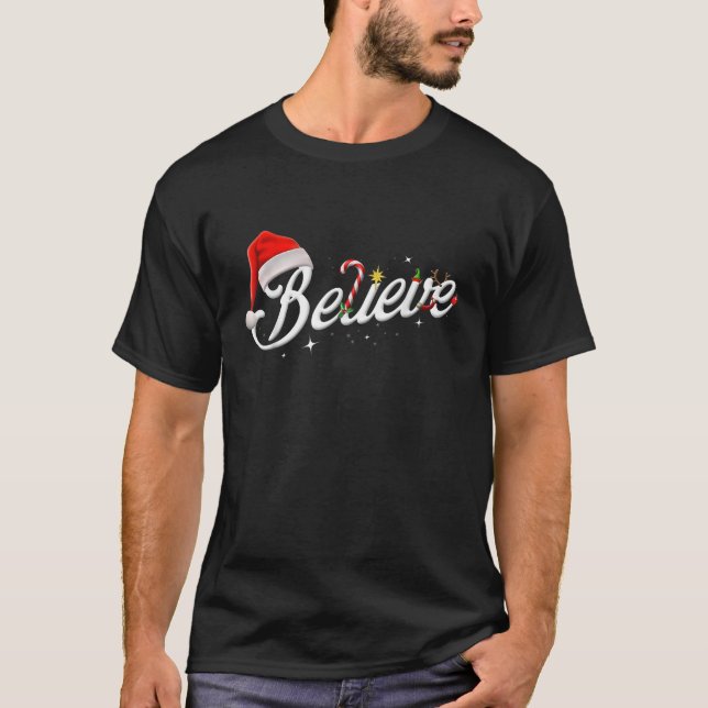 Glauben Shirt Weihnachtsmannmütze Elf Rudolph Cand (Vorderseite)