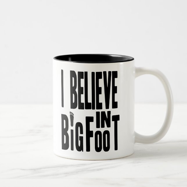 Glauben Sie an BIGFOOT - Schwarzes Zweifarbige Tasse (Rechts)