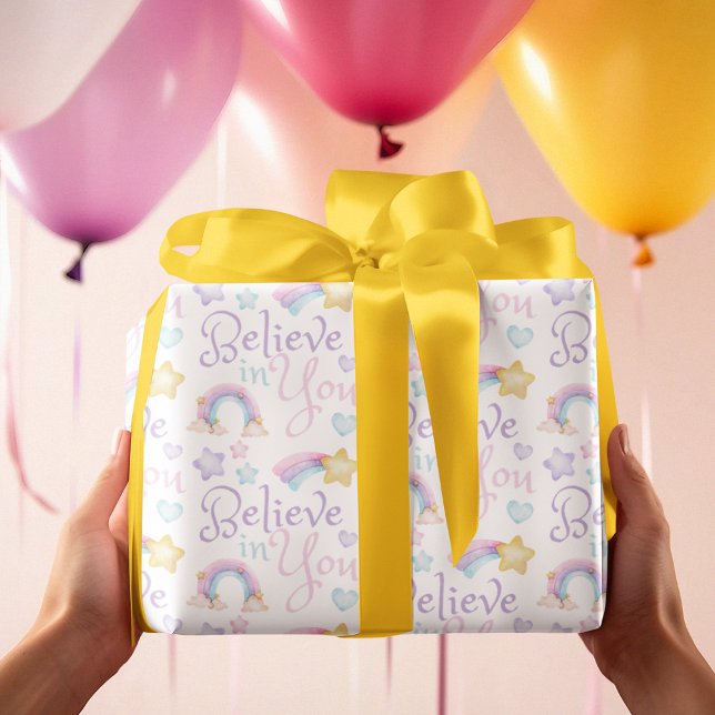 Glauben Sie an das Verpacken von Papierblättern Geschenkpapier Set (Empower someone special with these, "Believe in you" wrapping paper sheets! )
