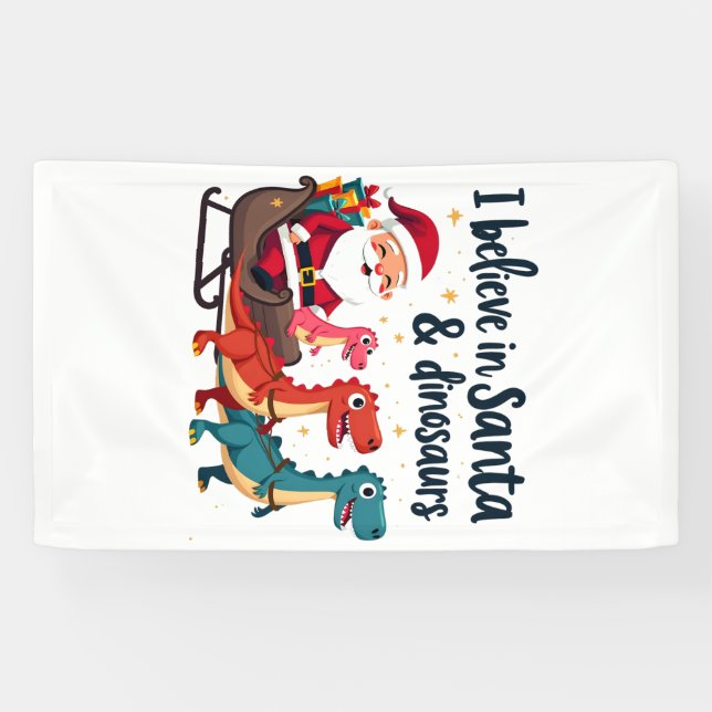 Glauben Sie an den Weihnachtsmann und Dinosaurier  Banner (Horizontal)