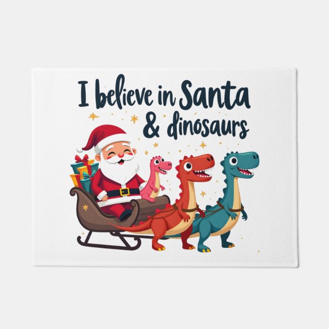 Glauben Sie an den Weihnachtsmann und Dinosaurier  Fußmatte (Vorderseite)