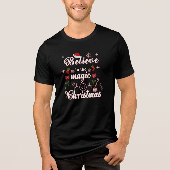 Glauben Sie an den Zauber der WeihnachtsWeihnachts Tri-Blend Shirt (Vorderseite)