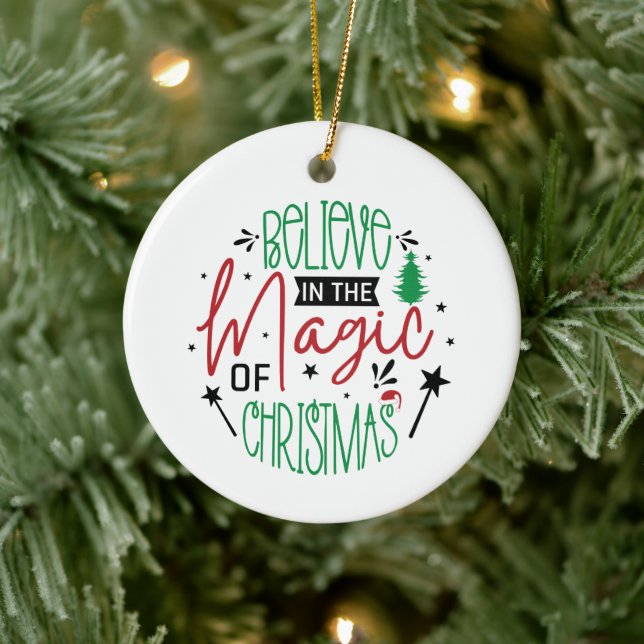 Glauben Sie an den Zauber des Weihnachtsschmucks Keramik Ornament (Baum)