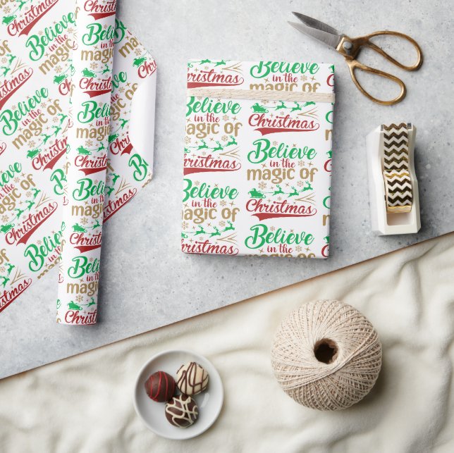 Glauben Sie an die Magie des Weihnachtsurlaubs Geschenkpapier (Kunsthandwerk)