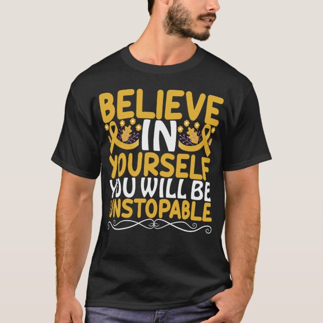 Glauben Sie an Ihr selbst Motivierend Zitat Gold R T-Shirt (Vorderseite)