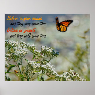 Glauben Sie an Ihr selbst Schmetterling Motivieren Poster