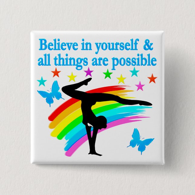 GLAUBEN SIE AN IHRE GYMNASTIKQUOTE BUTTON (Vorderseite)