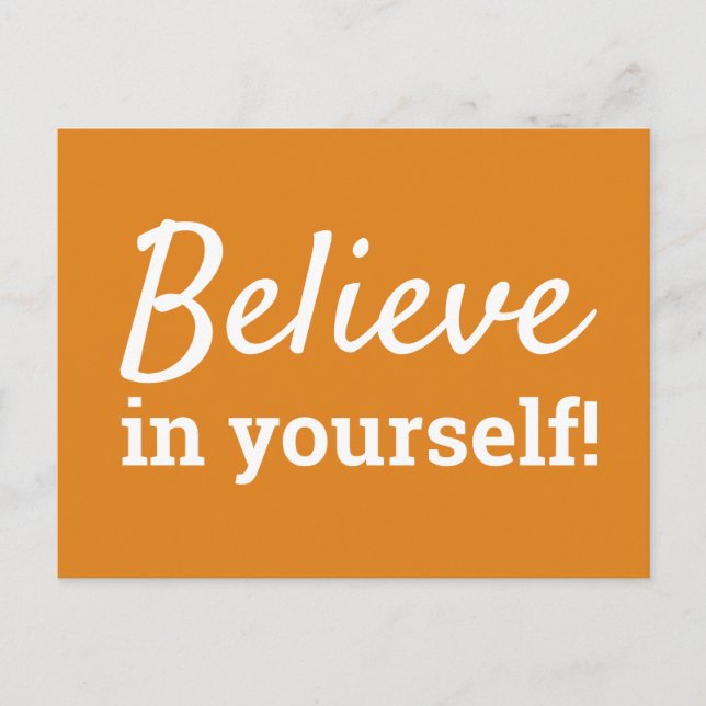 Glauben Sie an Ihre Inspiration Zitat Orange White Postkarte (Vorderseite)