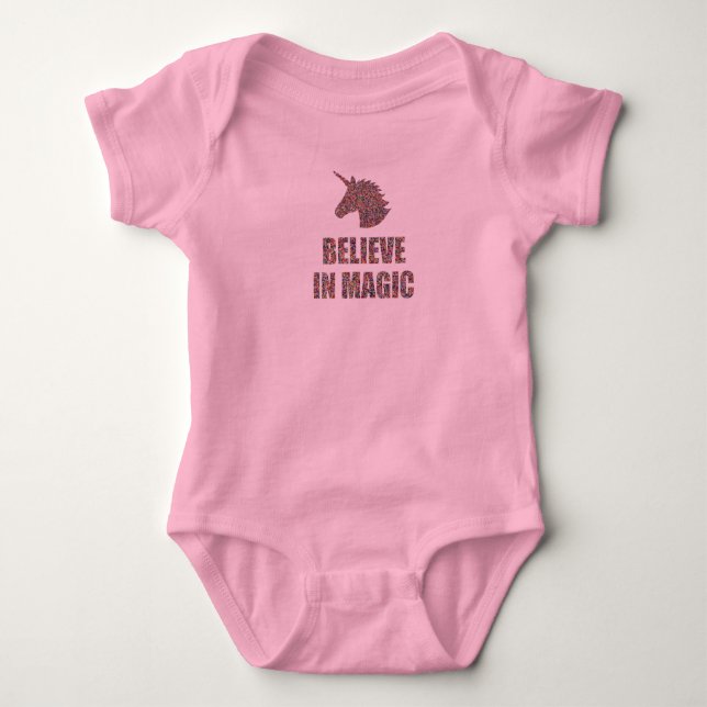 Glauben Sie an magische Einhorn-Sprinklen drucken Baby Strampler (Vorderseite)