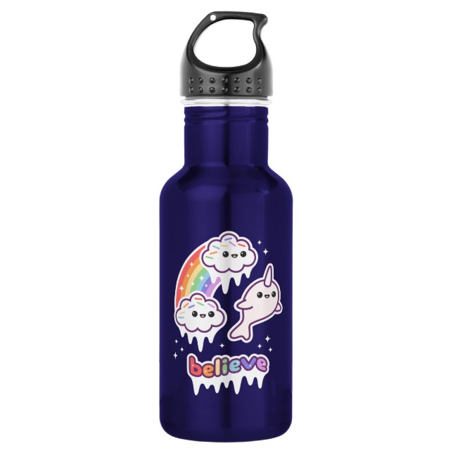 Glauben Sie an Narwhals Edelstahlflasche (Vorderseite)