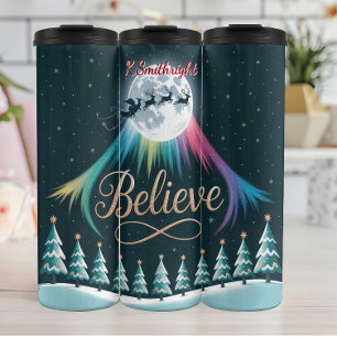Glauben Sie an Santa und Pine Trees Thermosbecher