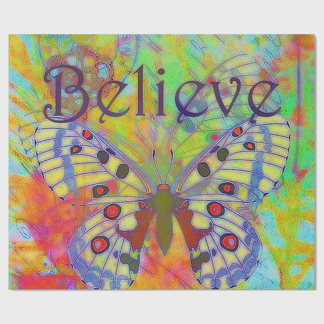 Glauben Sie bunter Schmetterling Geschenkpapier (Flach)