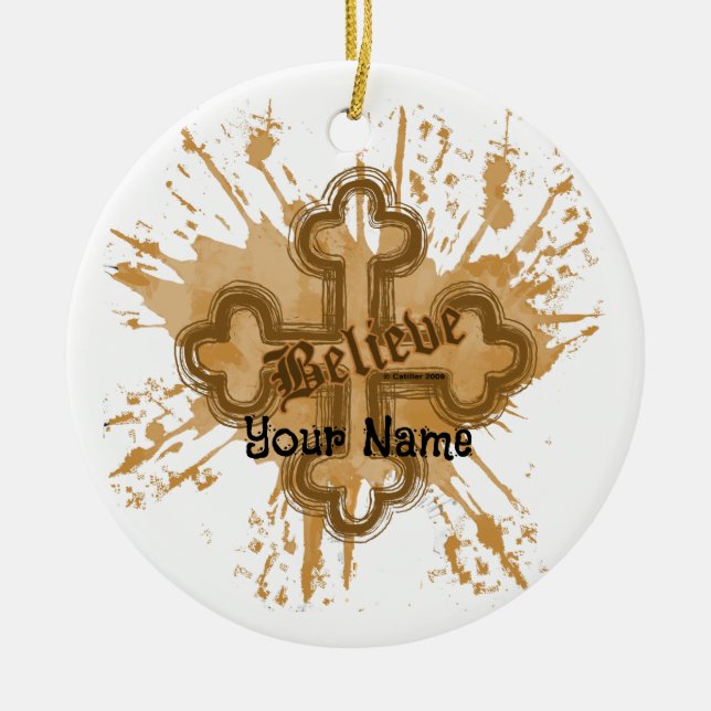 Glauben Sie Christliche Kreuzverzierung Keramik Ornament (Vorne)