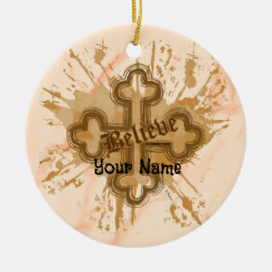 Glauben Sie Christliche Kreuzverzierung Keramik Ornament