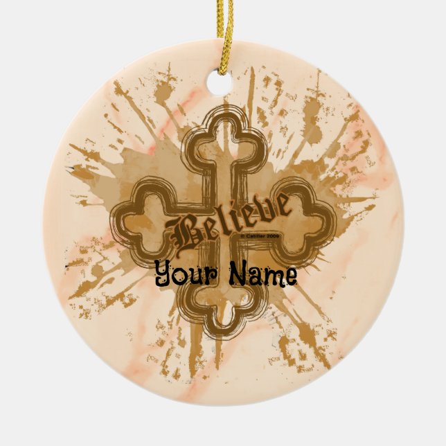 Glauben Sie Christliche Kreuzverzierung Keramik Ornament (Vorne)