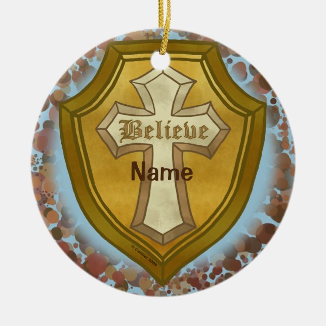 Glauben Sie Christliche Kreuzverzierung Keramikornament (Vorne)