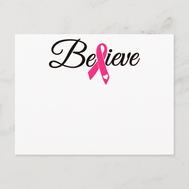 Glauben Sie das Bewusstsein für Pink Ribbon Brustk Einladungspostkarte (Vorderseite)