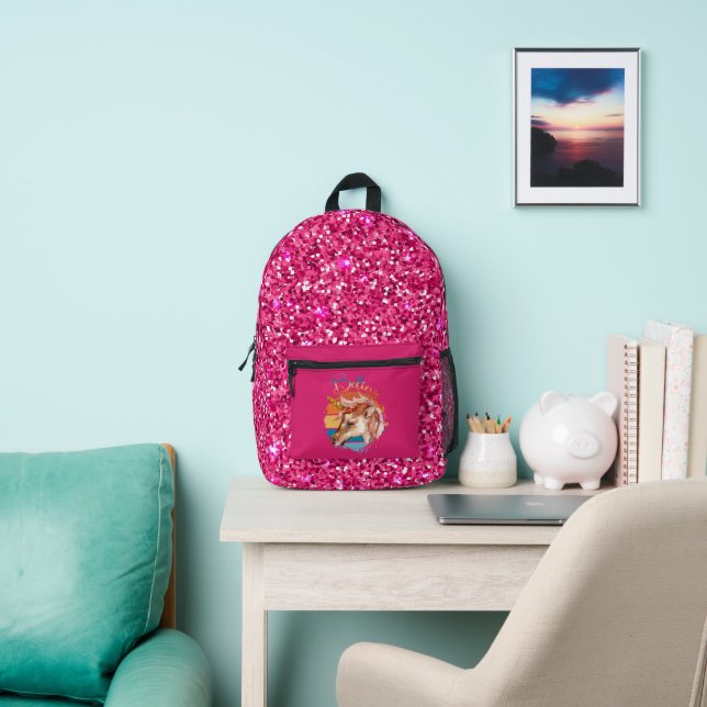 Glauben Sie Einhorn mit rosa Glitzer Bedruckter Rucksack (InSitu)