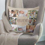 Glauben Sie glücklich 10 Foto Collage Neutral Beig Kissen<br><div class="desc">Foto Collage Kissen mit 10 Ihrer Lieblings-Fotos. Die Formulierung in der Mitte lautet "glaube sei glücklich" und ist in fett gedruckter Typografie und lässiger, dünner Schriftart-Schrift geschrieben. Die Fotovorlage ist für Sie ein Set, 10 Bilder hinzuzufügen, die in Landschafts-, Quadrat- und Porträtbildern dargestellt werden, um Ihnen so viel Flexibilität wie...</div>
