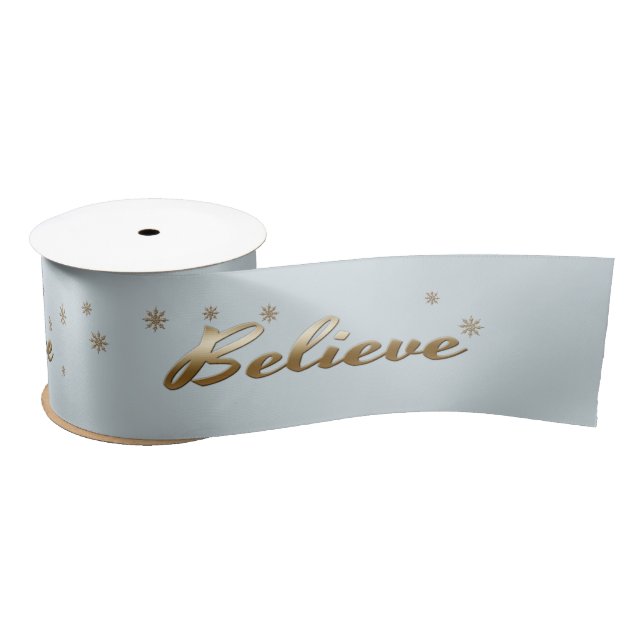 Glauben Sie Gold Text Design Weihnachtsgeschenk Satinband (Spule)