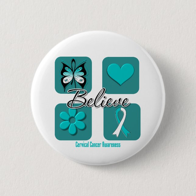 Glauben Sie Inspirationen für Gebärmutterhalskrebs Button (Vorderseite)
