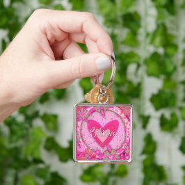 Glauben Sie inspirierendes Herz Blumenrosa Hübsch Schlüsselanhänger