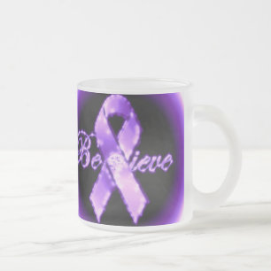 Glauben Sie lila Band-Bewusstseins-Tasse Mattglastasse