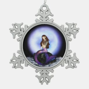 Glauben Sie Meerjungfrau-Zinn-Verzierung Schneeflocken Zinn-Ornament